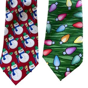 Lot of 2 Holiday Christmas Neck Ties